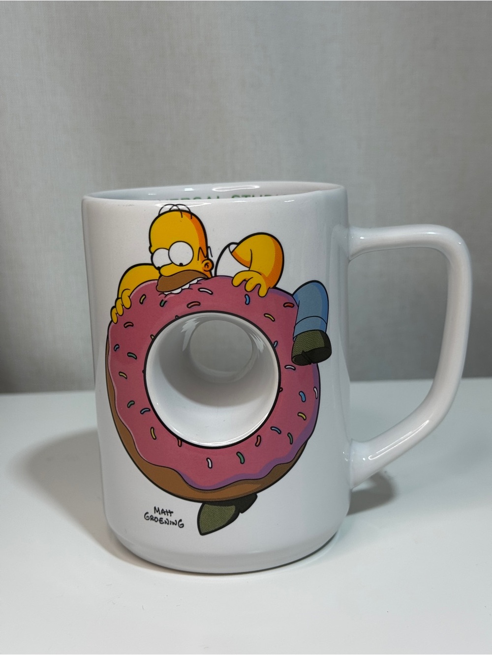 Homer Simpson Universal Studios The Simpsons Donut Hole 10oz Ceramic Mug White